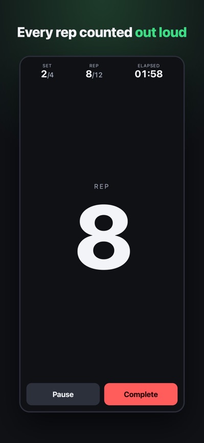 Rep 8 of 12 in set 2 of 4, shown in large white digits